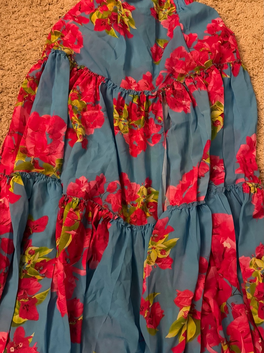 One-Shoulder Floral Cutout One-Piece Swimsuit - Blue with Pink Floral - Picture 8 of 8